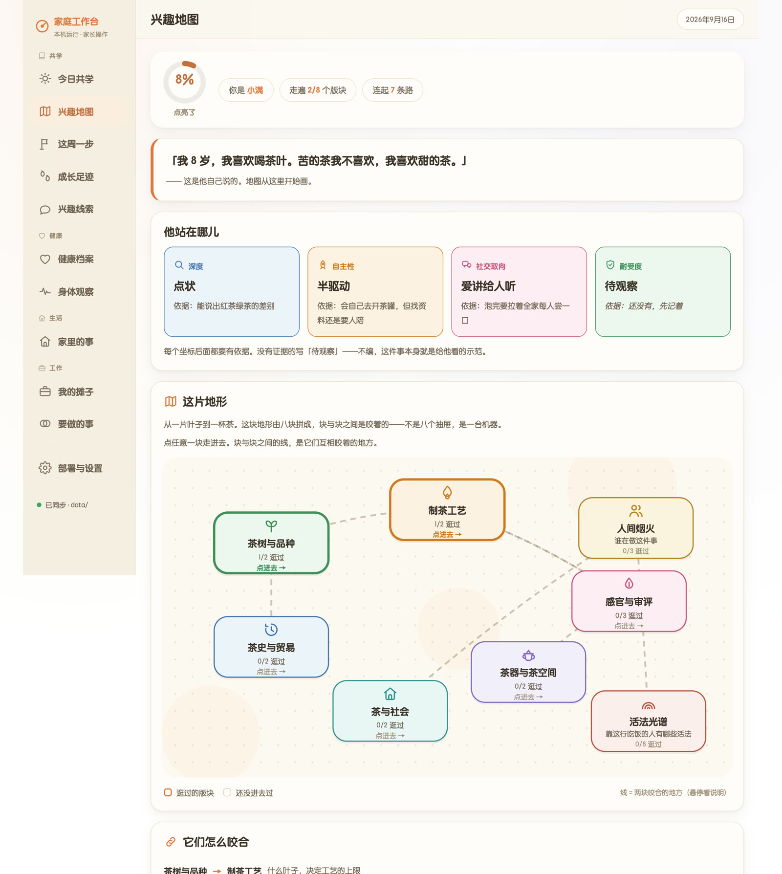 家庭兴趣成长工具界面